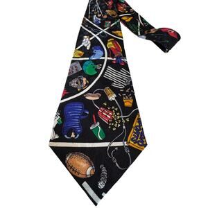 Vintage Nicole Miller | OS | 1993 novelty sports print 100% silk tie